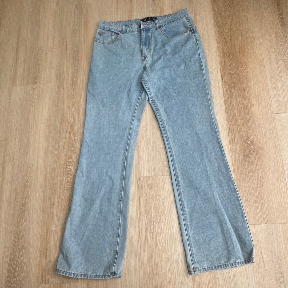 Lioness Light Wash Wide Leg High Rise Denim Jeans Blue Size Medium